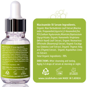 Cos De BAHA Niacinamide 10% Serum 30ml packaging details