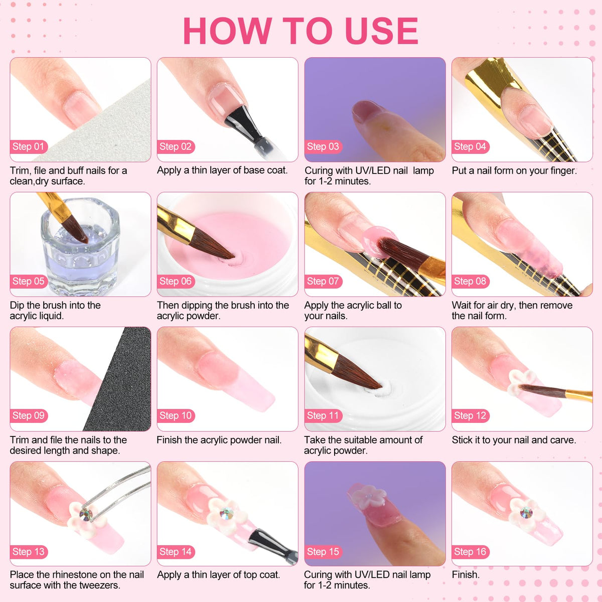 COSCELIA Acrylic Nail Kit in use on nails