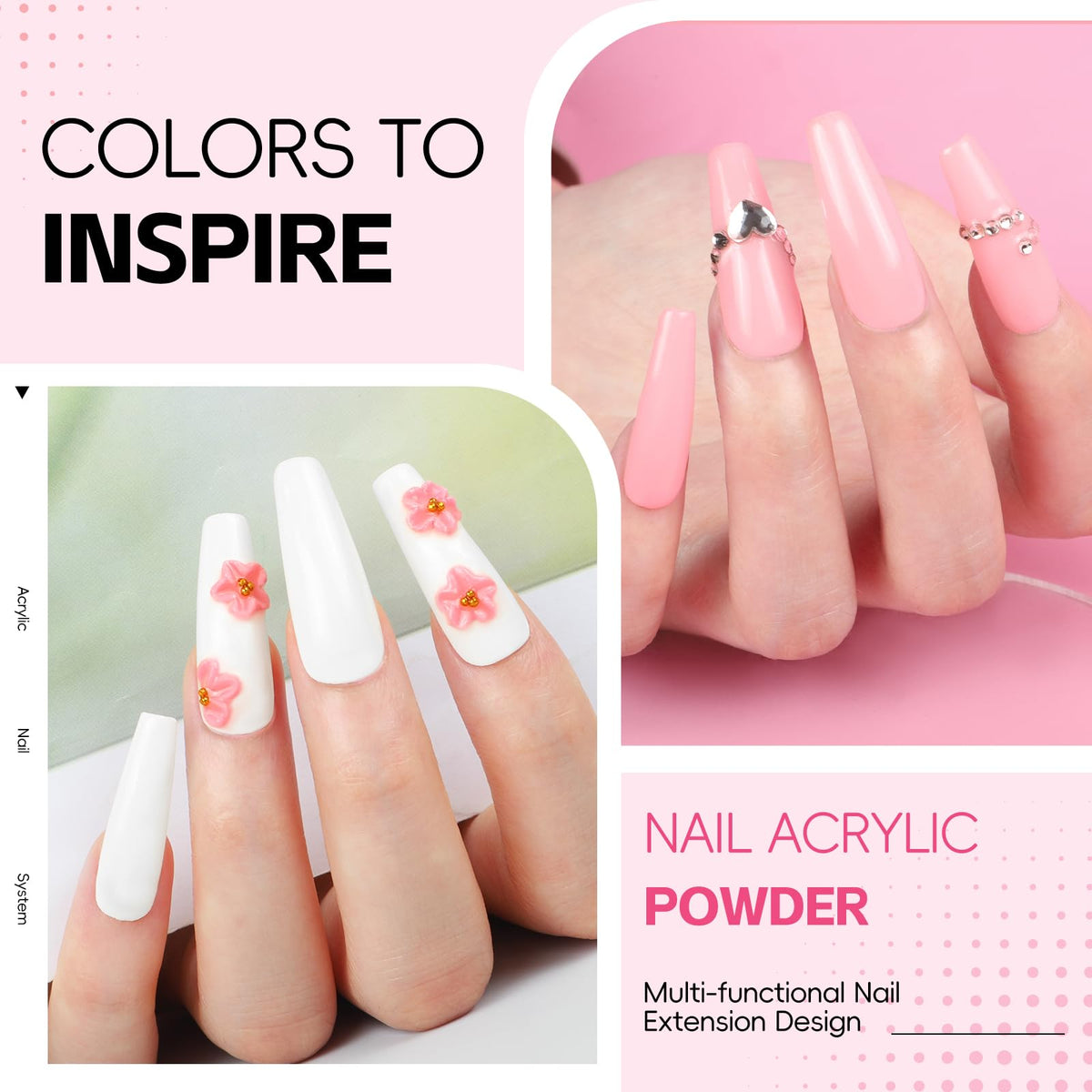 COSCELIA Acrylic Nail Kit with rhinestones and tools