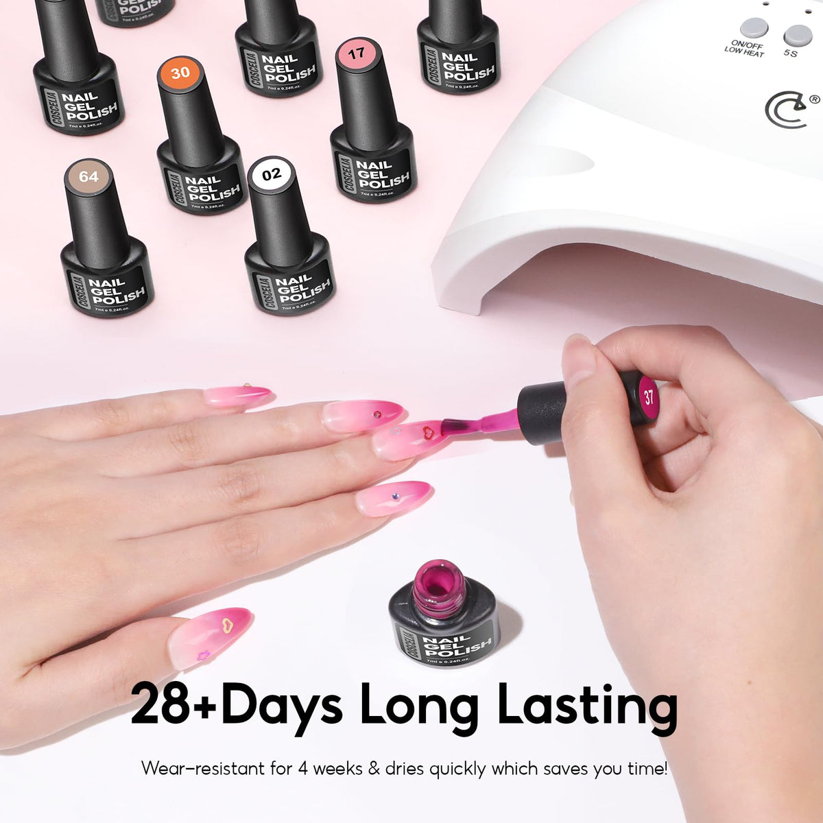 COSCELIA Gel Nail Kit showcasing nail art effects