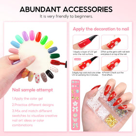 COSCELIA Gel Nail Kit with colourful nail designs