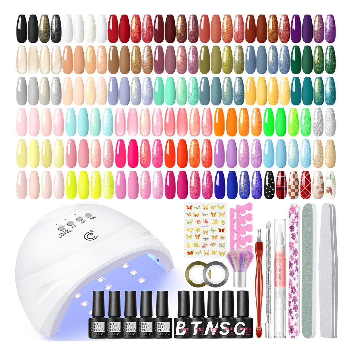COSCELIA Gel Nail Polish Kit with UV light and 40 colours