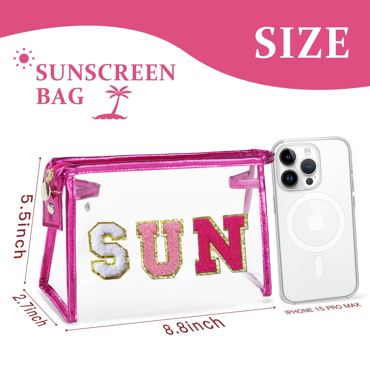 COSHAYSOO Clear Makeup Bag open with sunscreen products inside
