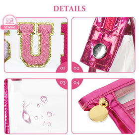 COSHAYSOO Clear Makeup Bag side view with golden zipper
