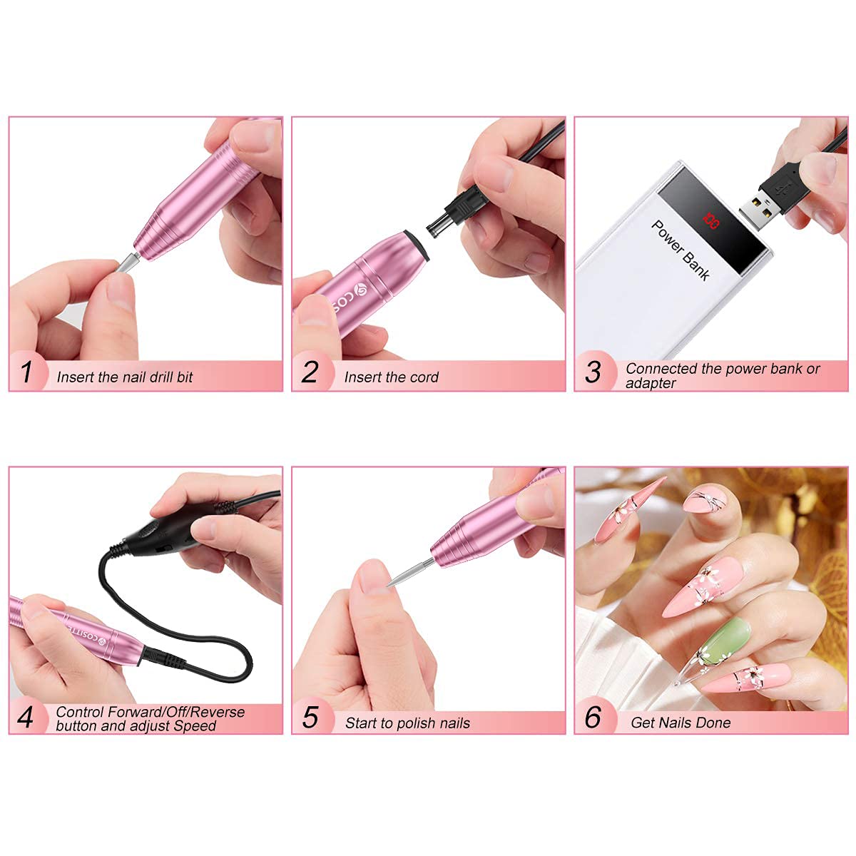 COSITTE Electric Nail Drill adjustable speed controller