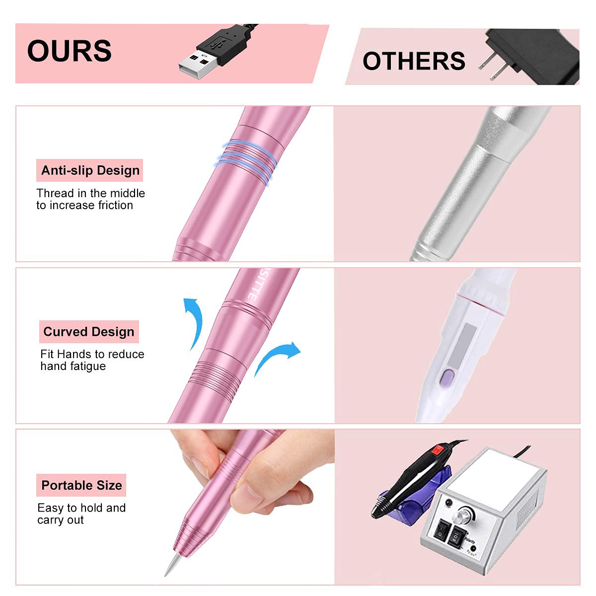 COSITTE Electric Nail Drill with accessories in plastic box