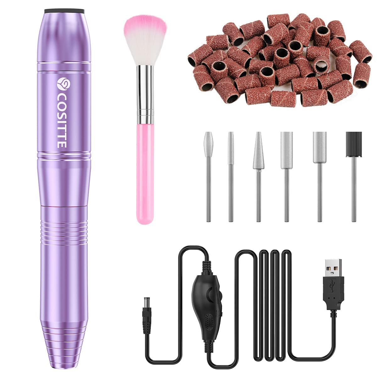 COSITTE USB Nail Drill Machine front view with lilac design