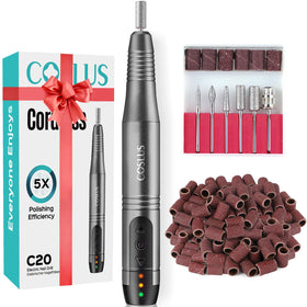 COSLUS C20 Cordless Nail Drill front view with accessories