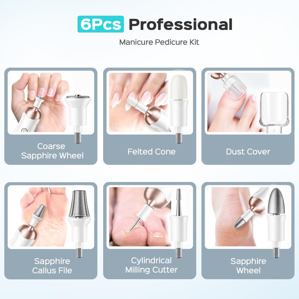 COSLUS C43 manicure kit with dust cover and stainless steel bits
