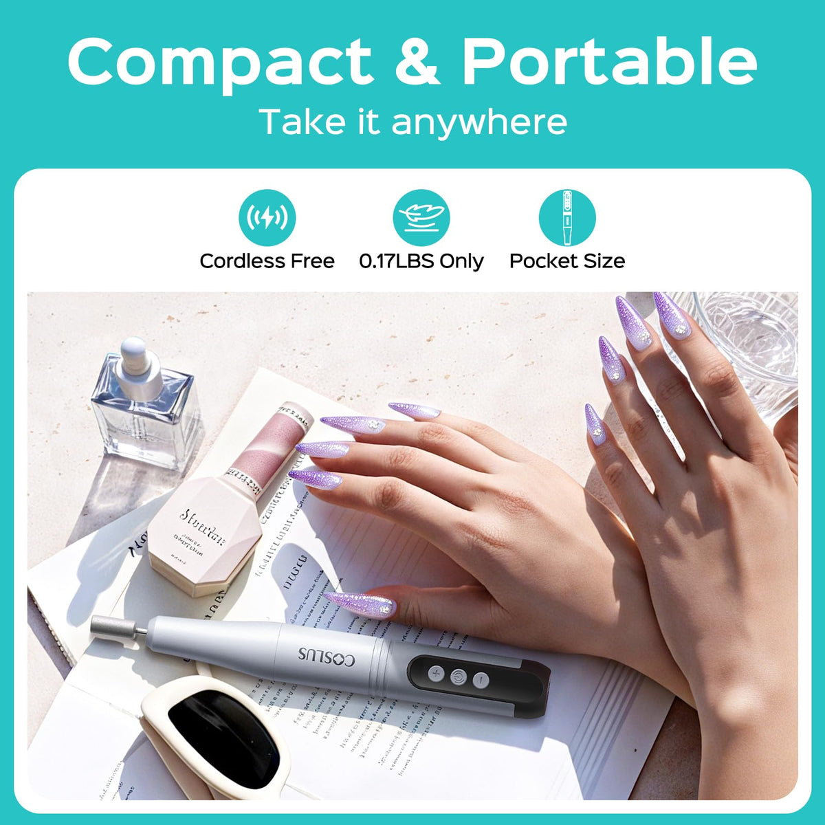 COSLUS C50 nail drill charging with Type-C cable