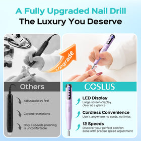 COSLUS C50 nail drill LED display showing speed and battery