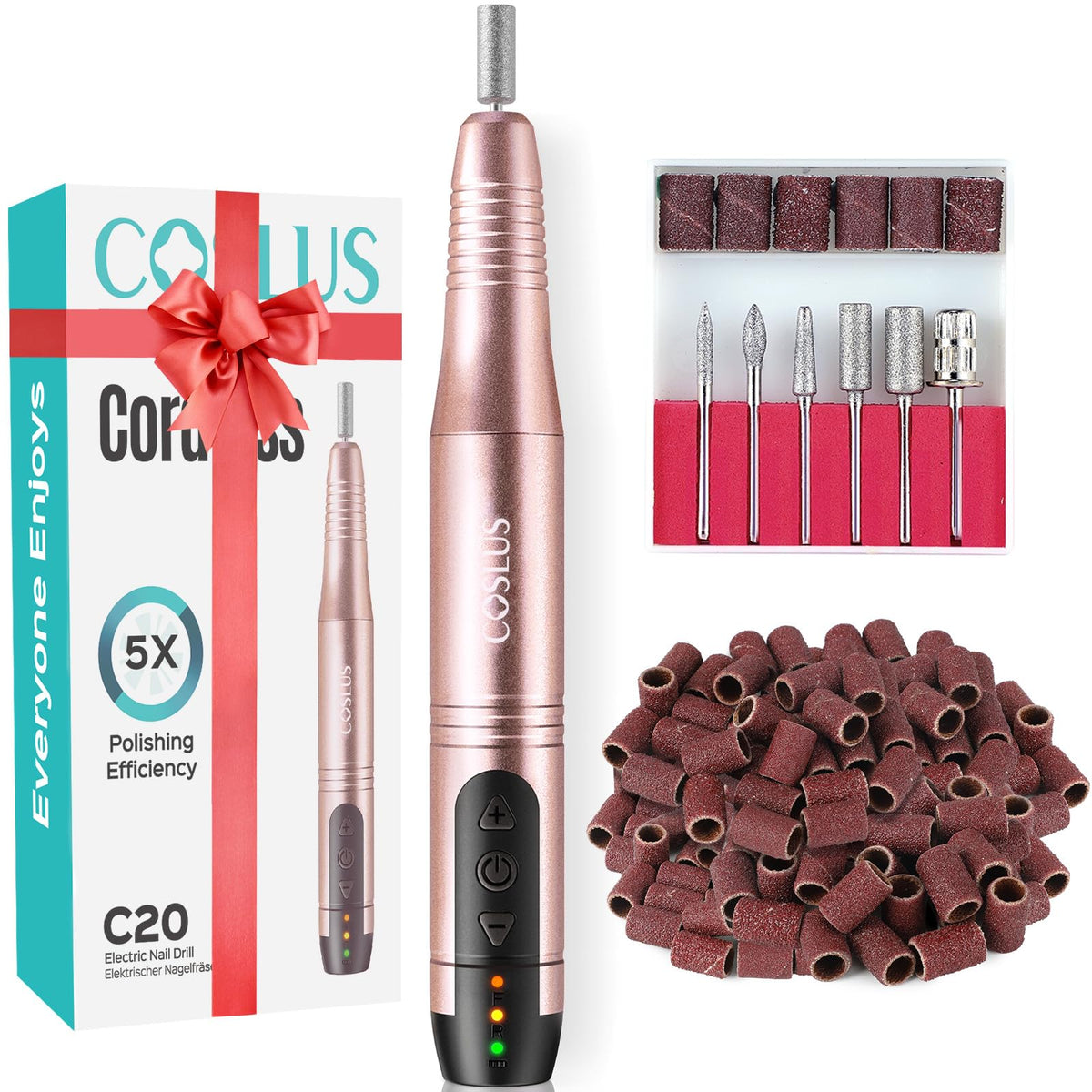 COSLUS Cordless Nail Drill Electric File front view