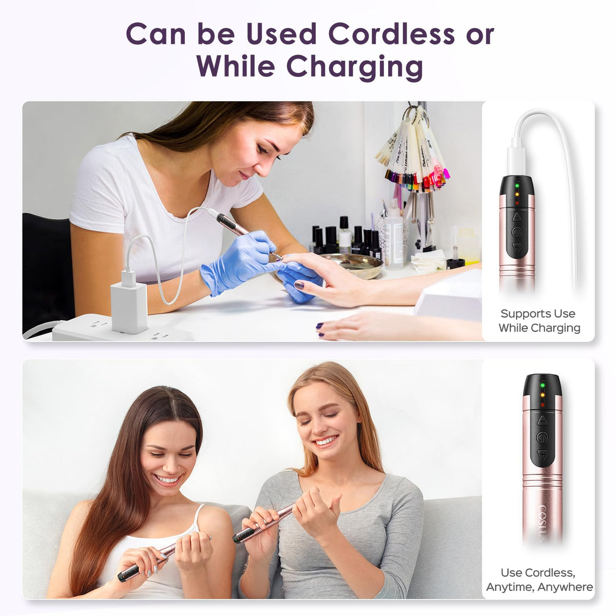 COSLUS Cordless Nail Drill Electric File with drill bits
