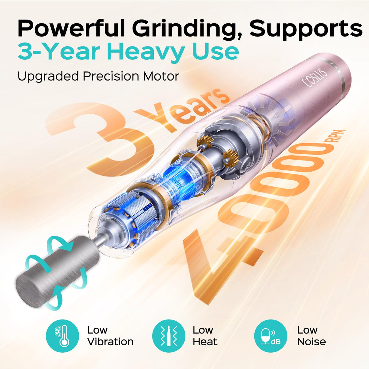 COSLUS E51 nail drill showing precision speed control