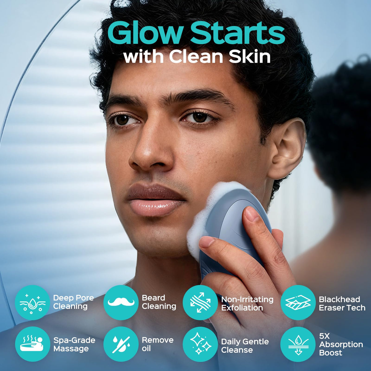 COSLUS Facial Cleansing Brush side view showing compact design