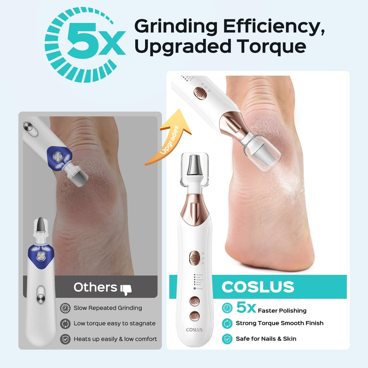 COSLUS nail drill with five stainless steel bits