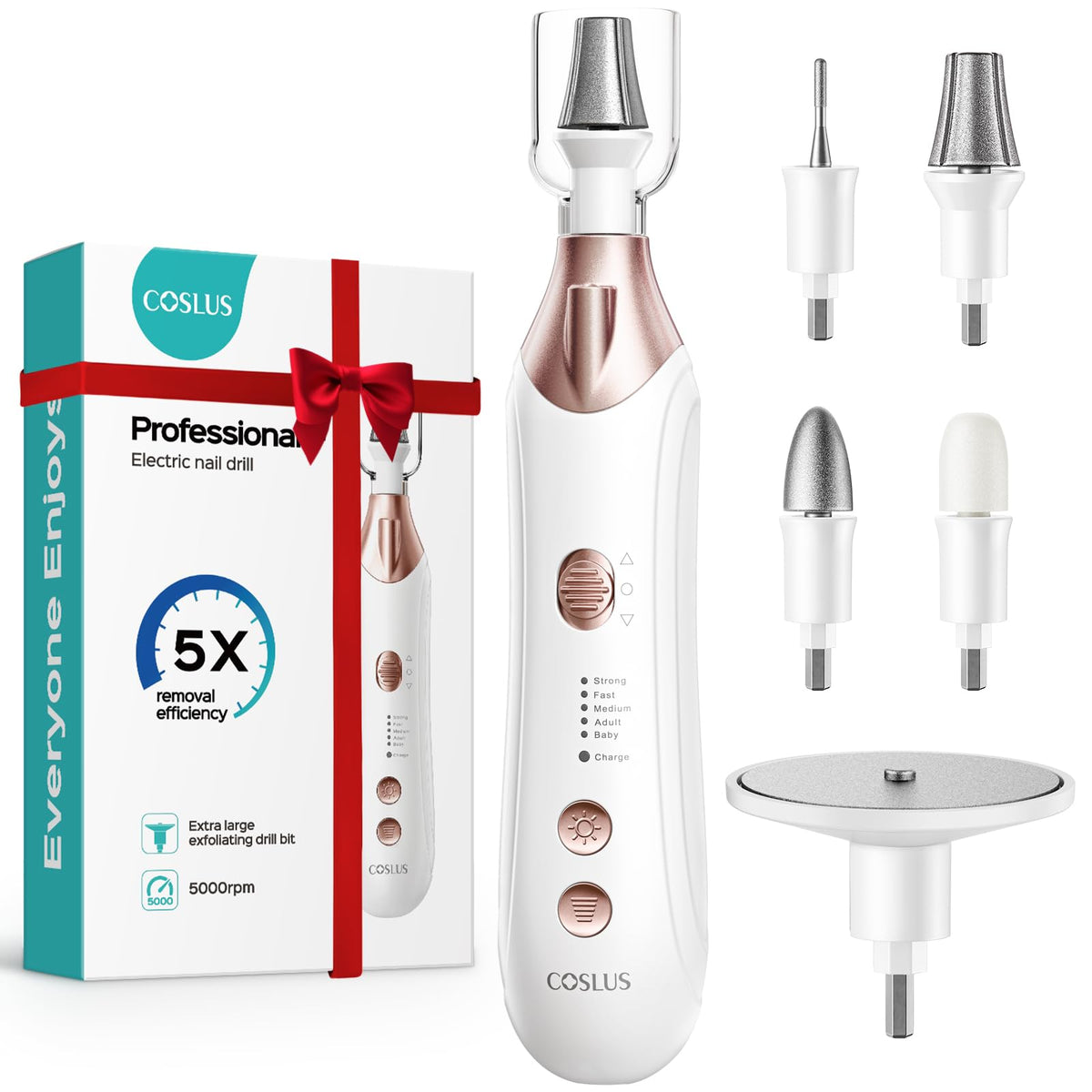 COSLUS Professional Manicure Pedicure Kit front view with wider grinder