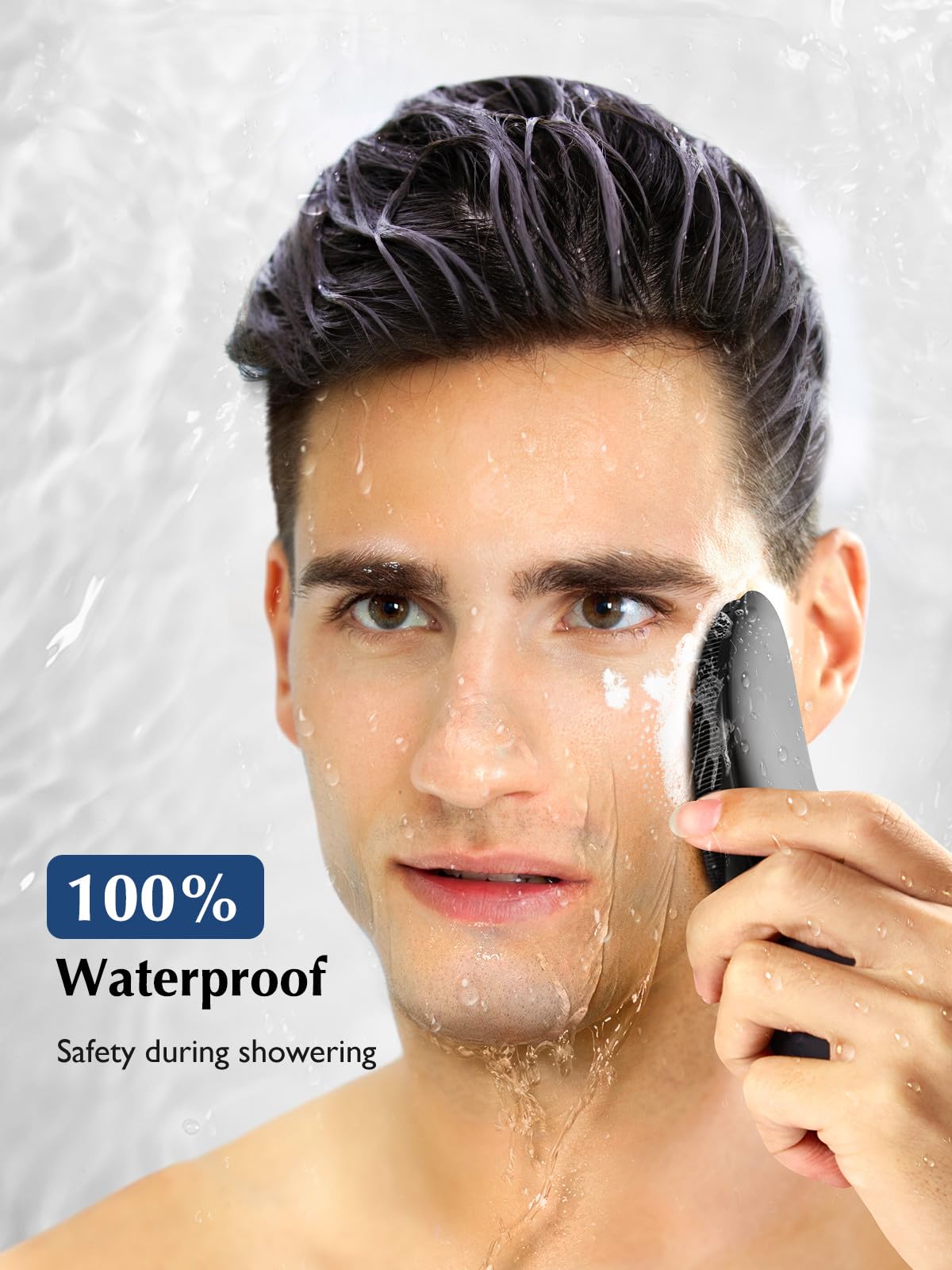 COSLUS Silicone Face Scrubber demonstrating four cleansing modes
