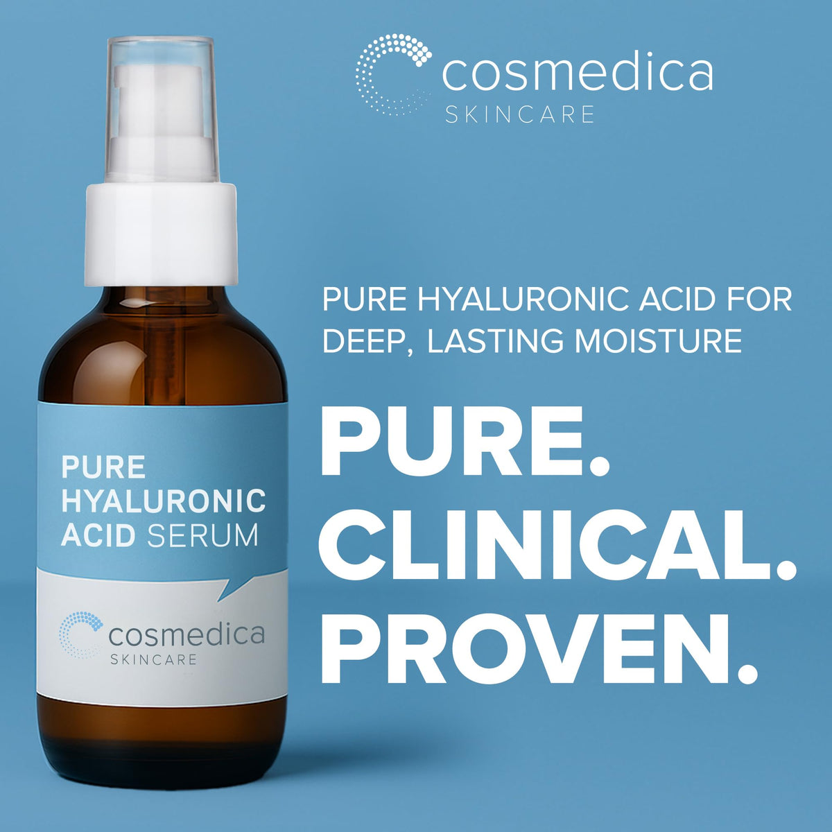 Cosmedica Skincare Hyaluronic Acid Serum 4 Fl. Oz bottle with dropper