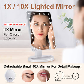 COSMIRROR Lighted Makeup Mirror side view showing 10X magnifying mirror