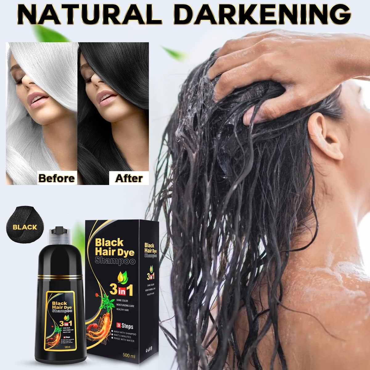 cosmpro Black Hair Dye Shampoo showing texture
