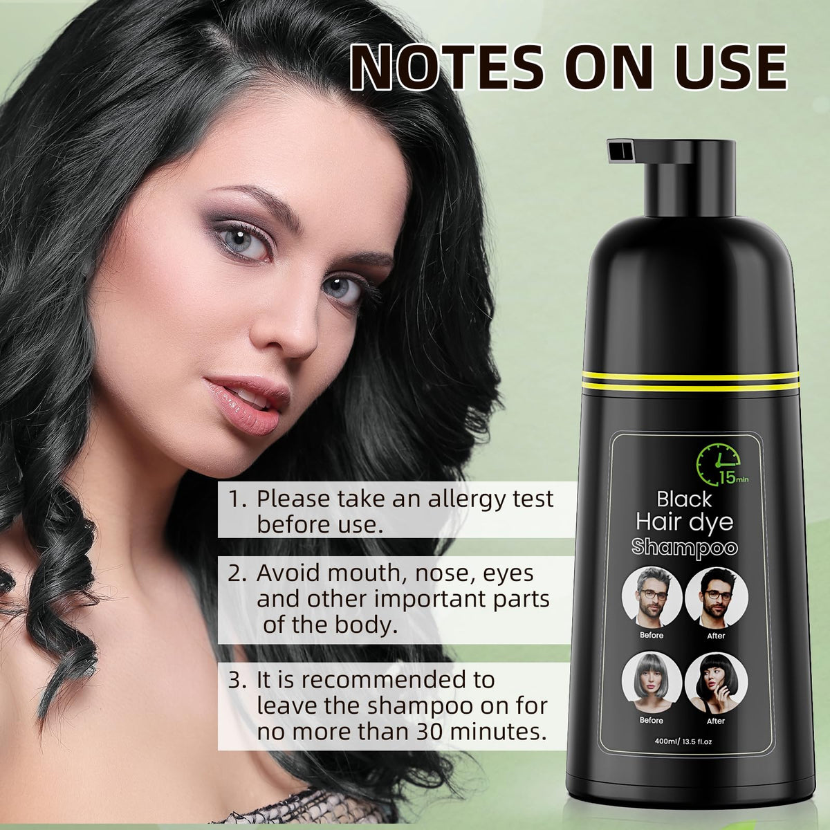 COSMTEK Black Hair Dye Shampoo 400ml in use on hair