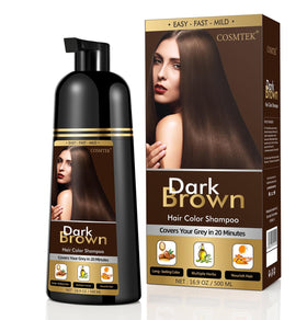 COSMTEK Dark Brown Hair Dye Shampoo 500ml front view