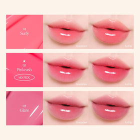 COSNORI Flow Wave Lip Tint 06 DEAR on lips showing glossy effect