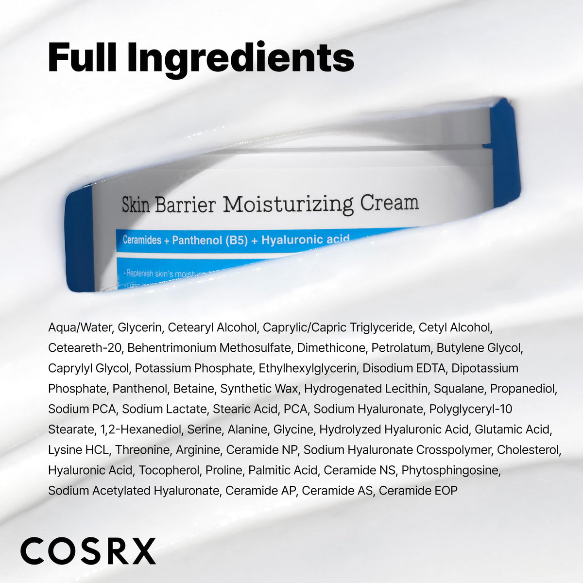 COSRX 100-Hour Hydration Ceramide Body Cream opened lid showing texture