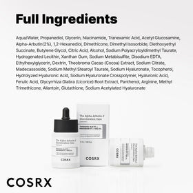 COSRX 2% Alpha Arbutin Serum with skincare routine items