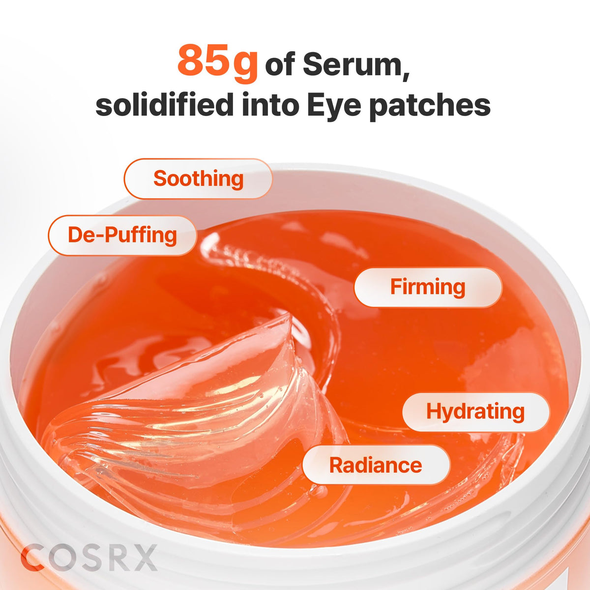 COSRX 5-PDRN Collagen Eye Patches displayed on a vanity