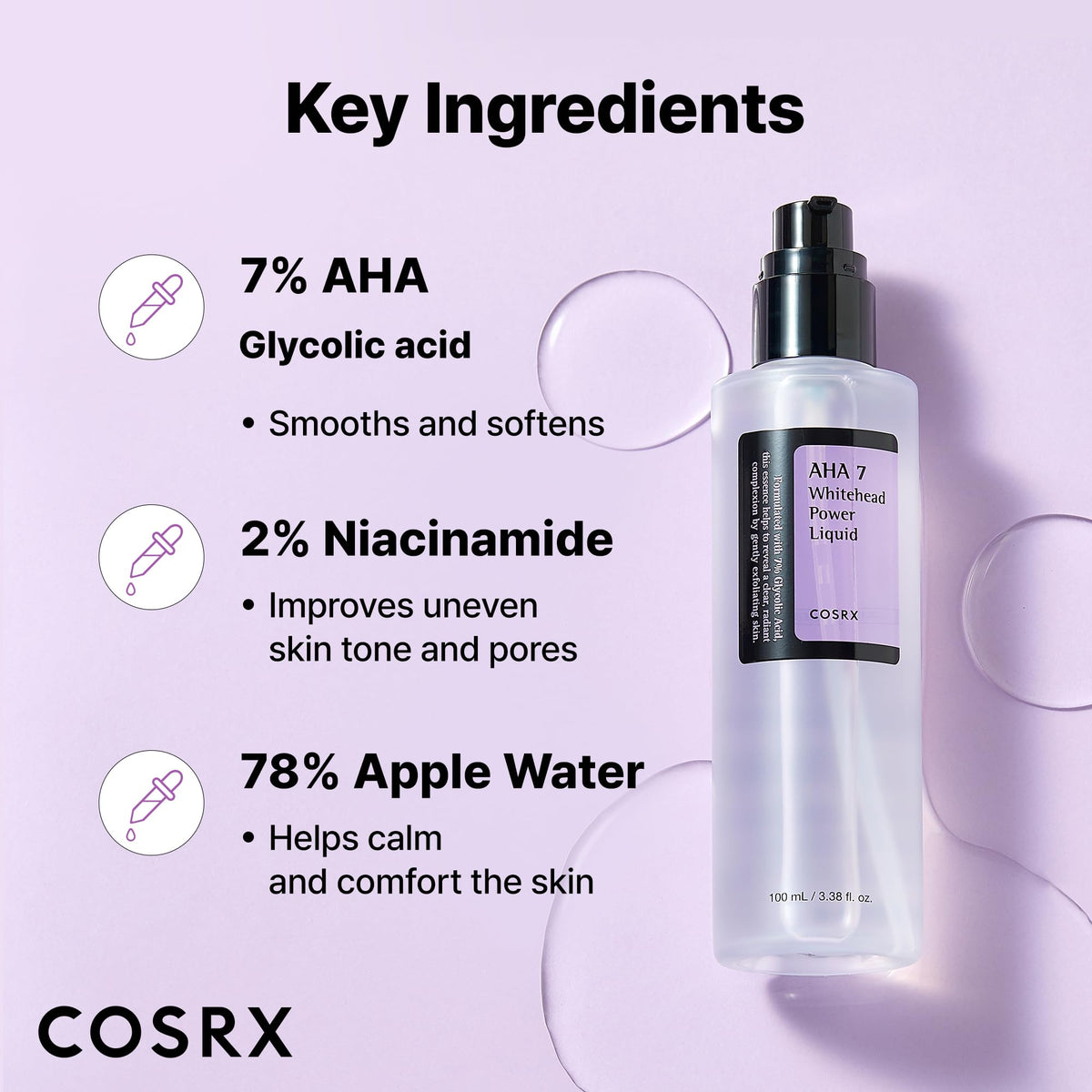 COSRX 7% Glycolic Acid AHA Exfoliant bottle with cap