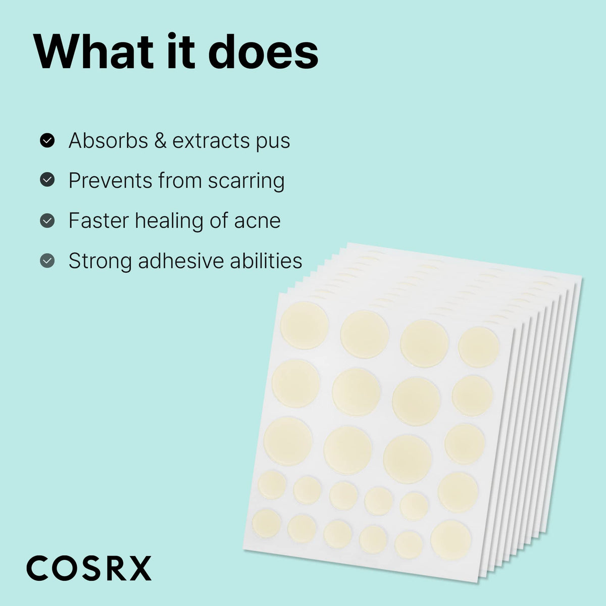COSRX Acne Pimple Patches back packaging view with ingredients