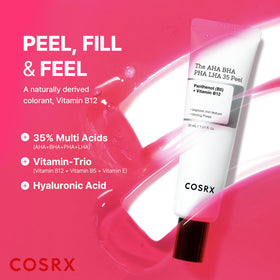 COSRX AHA BHA PHA LHA 35% Peel Exfoliating Gel on bathroom counter