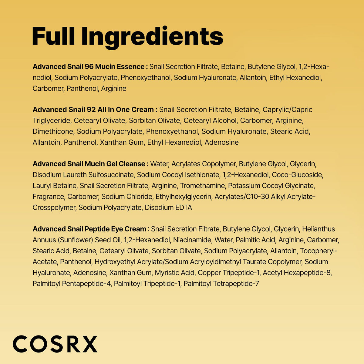 COSRX All About Snail Mucin Skin Care Set displayed on a bathroom counter