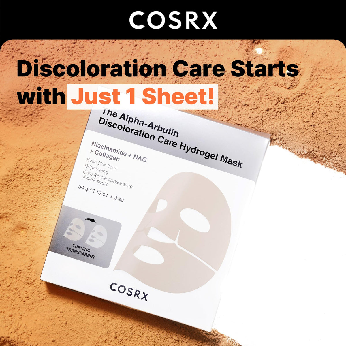 COSRX Alpha-Arbutin Hydrogel Face Mask application on model