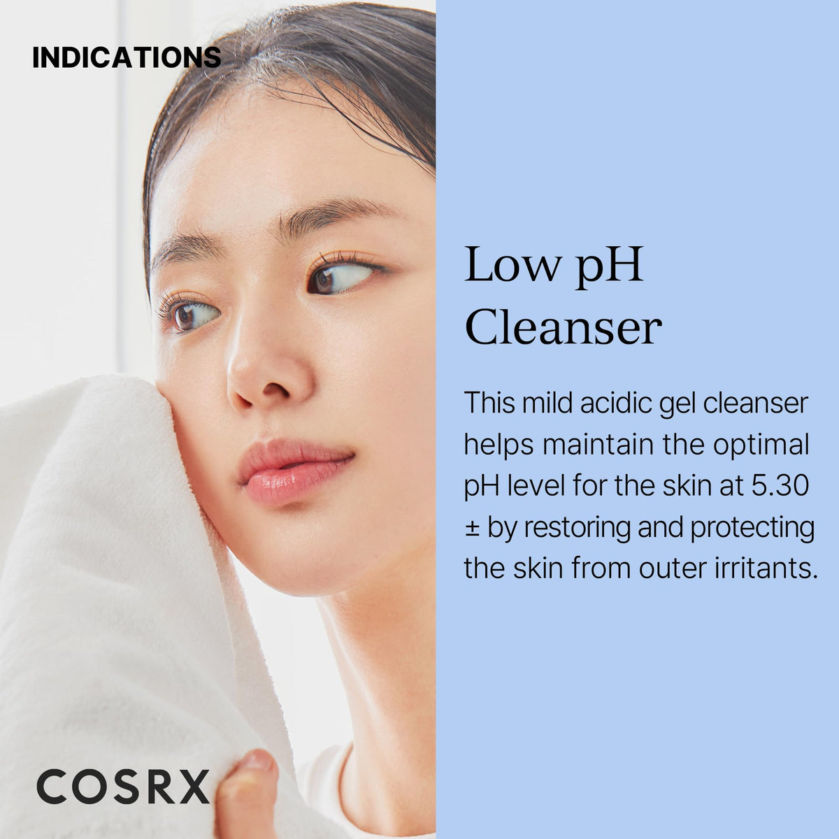 COSRX Low pH Good Morning Gel Cleanser side view showing pump