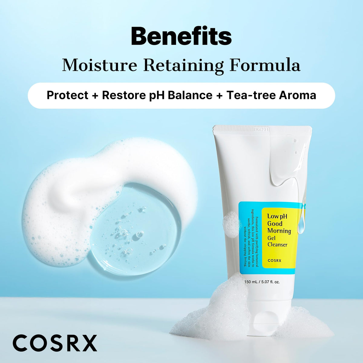 COSRX Low pH Good Morning Gel Cleanser texture on hand