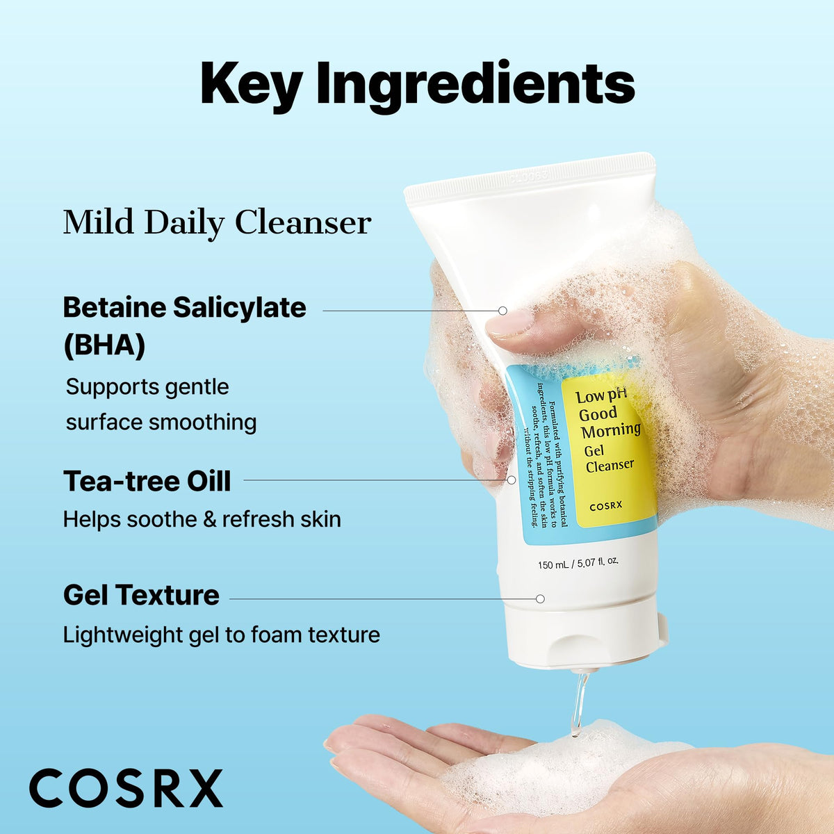 COSRX Low pH Good Morning Gel Cleanser with pump dispenser
