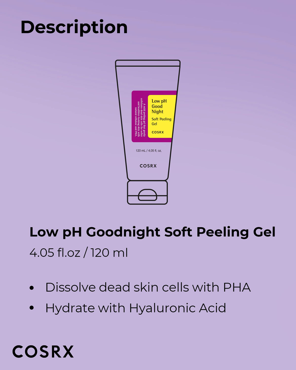 COSRX Low pH Soft Peeling Gel 150g packaging details