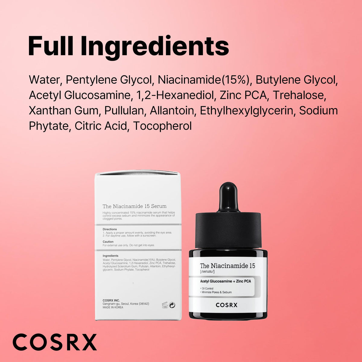COSRX Niacinamide Face Serum 15% packaging display