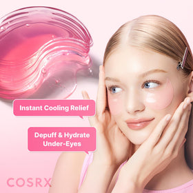 COSRX Pink Peptides Collagen Hydrogel Eye Patch application on model