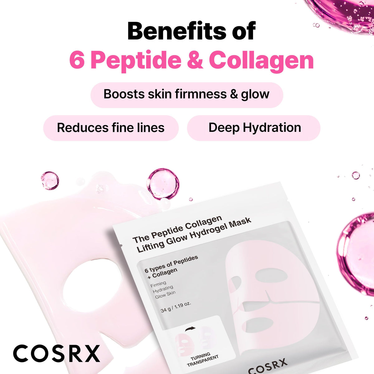 COSRX Pink Peptides Hydrogel Face Mask ingredients close-up