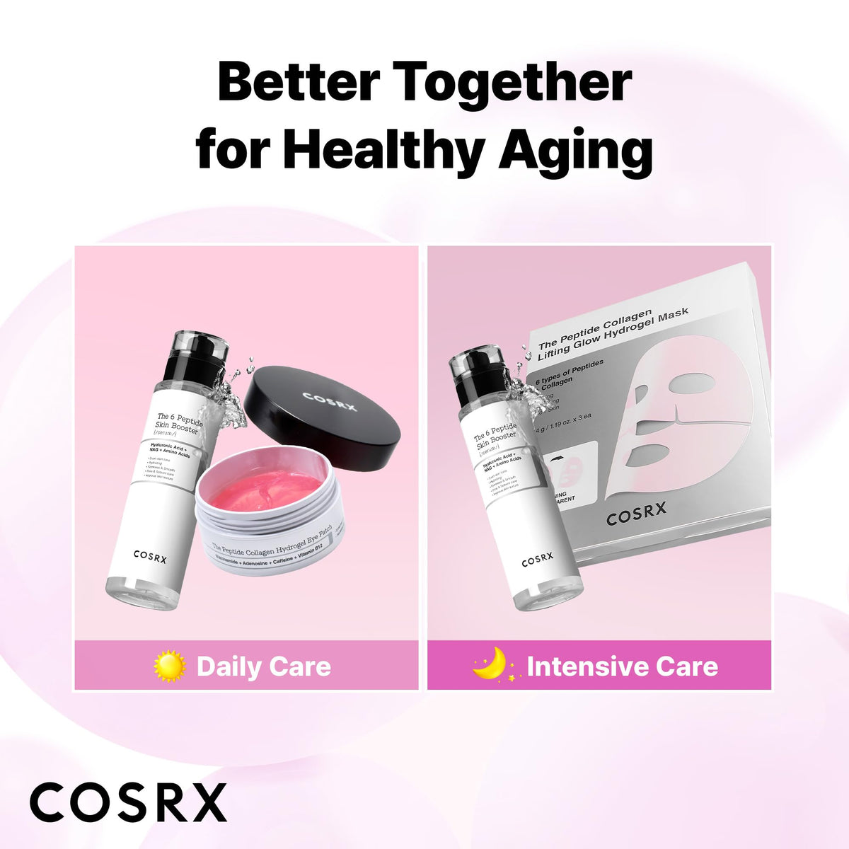 COSRX Pink Peptides Hydrogel Face Mask with skincare products