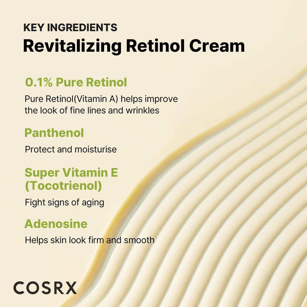 COSRX Retinol 0.1% Cream with ingredients list