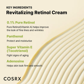 COSRX Retinol 0.1% Cream with ingredients list