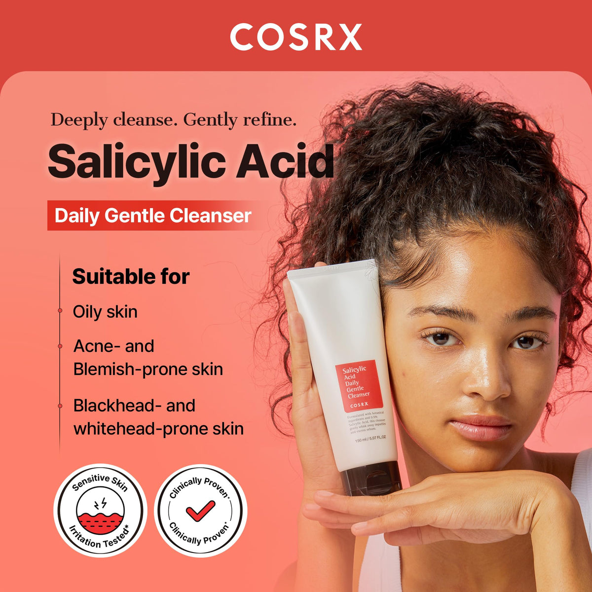 COSRX Salicylic Acid Daily Gentle Cleanser packaging side view