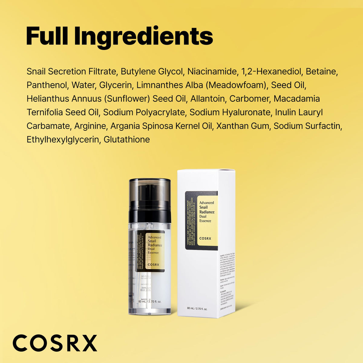 COSRX Snail Mucin Dual Face Serum 200g bottle with texture