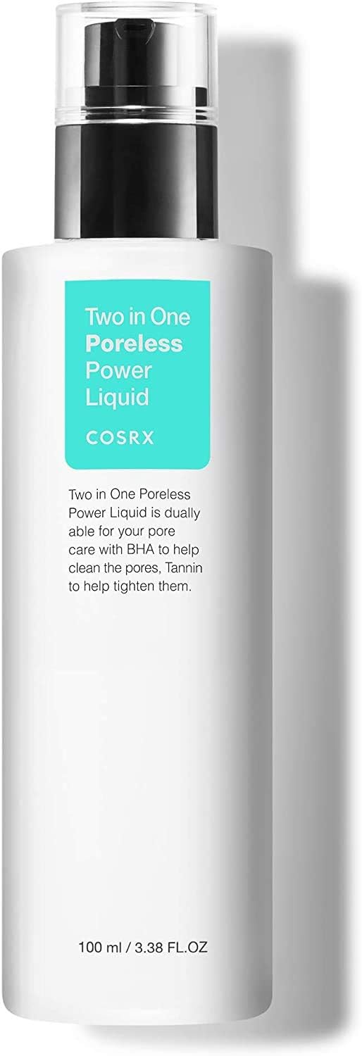 COSRX Two in One Poreless Power Liquid on a bathroom shelf