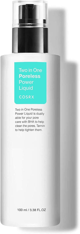 COSRX Two in One Poreless Power Liquid on a bathroom shelf